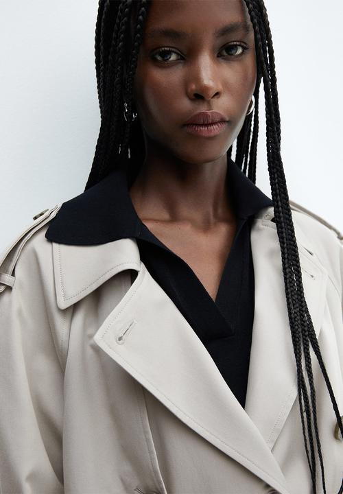 MANGO - Trench coat fluid - light pastel grey