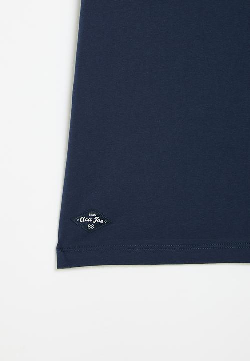 Aca Joe - Printed tee - navy & yellow