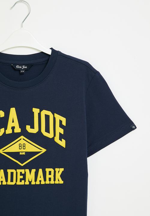 Aca Joe - Printed tee - navy & yellow