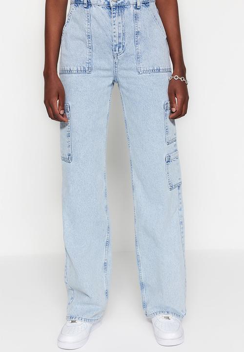 Trendyol - High rise cargo jeans - blue
