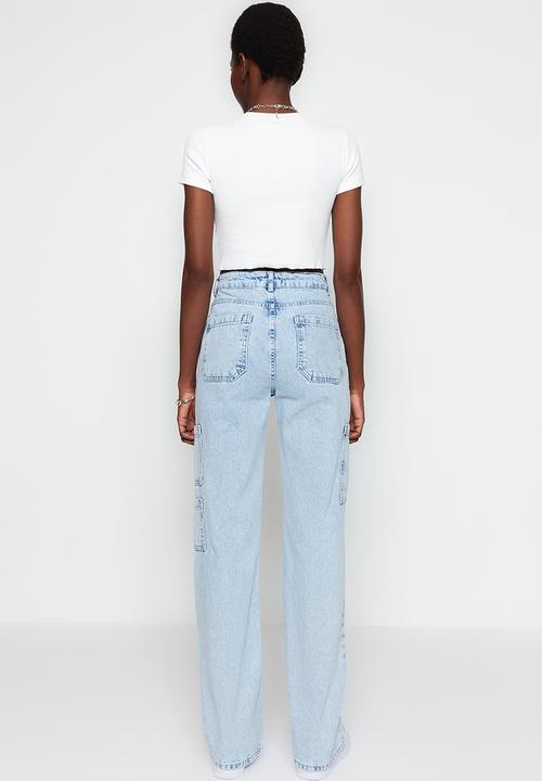 Trendyol - High rise cargo jeans - blue