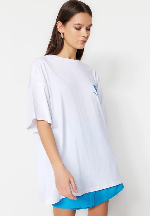 Trendyol - Oversize graphic tee - blue