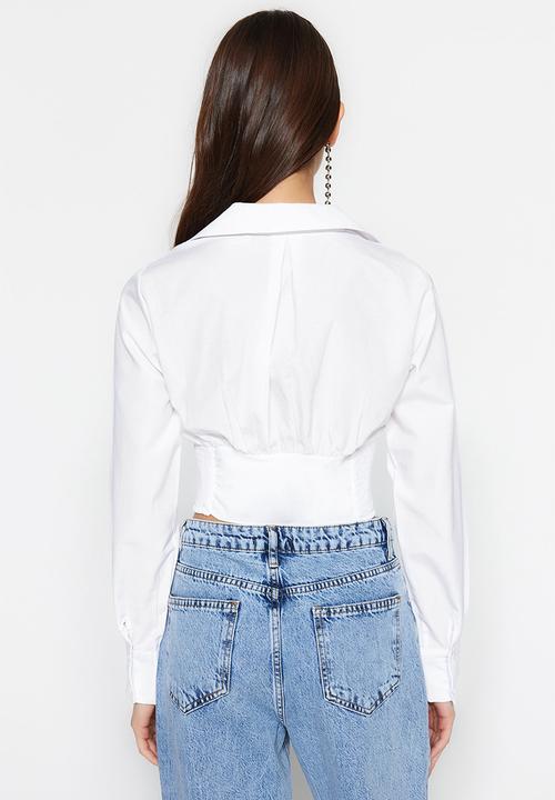 Trendyol - Cropped fitted shirt - white