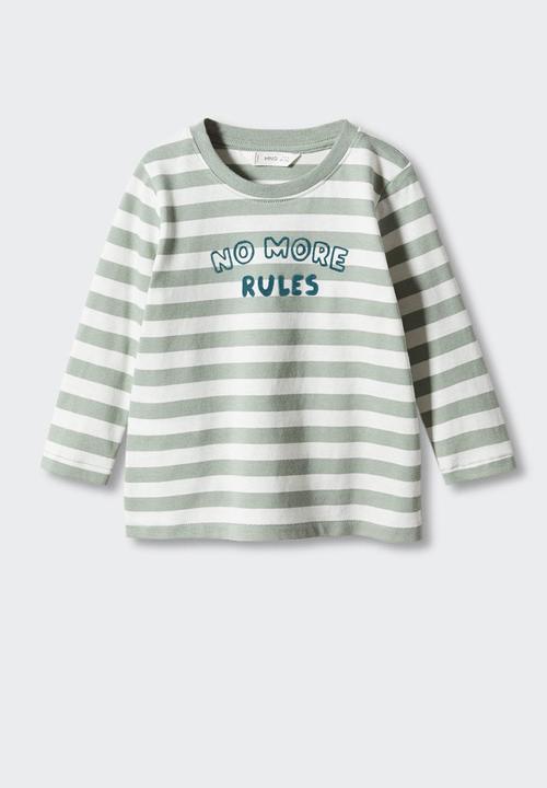 MANGO - T-shirt stripes - pastel green