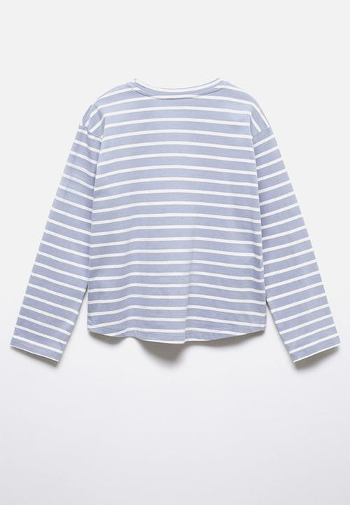 MANGO - T-shirt stripes - blue