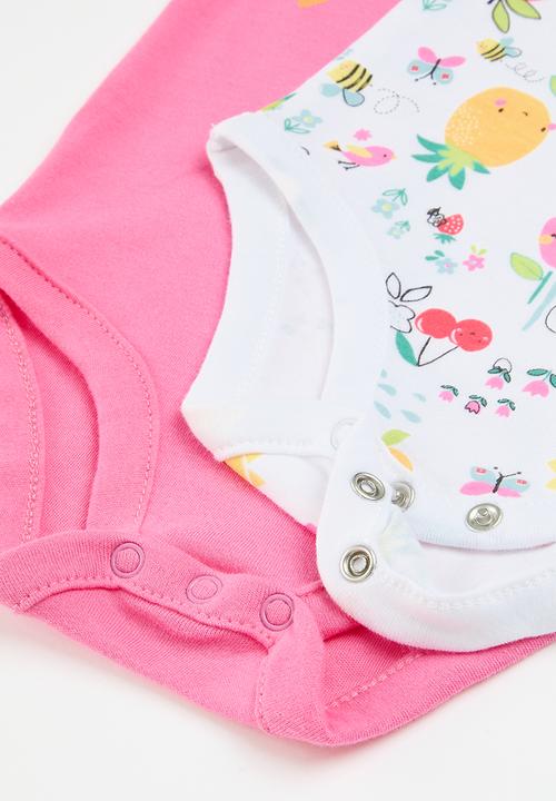 MINOTI - 2 Pack bodysuit - pink  & white 