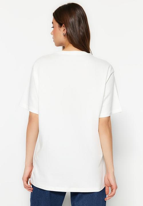 Trendyol - Boyfriend graphic tee - white