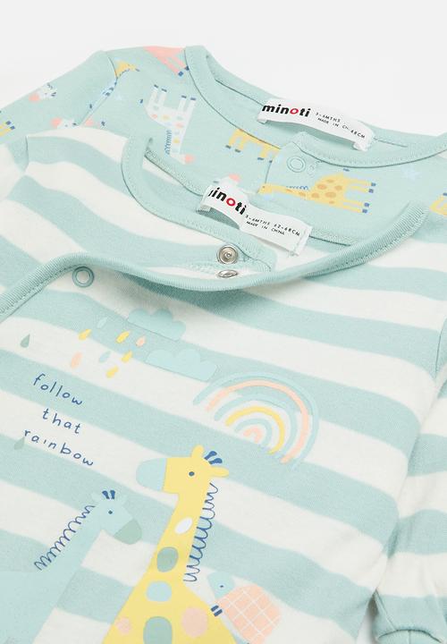MINOTI - 2 Pack sleepsuit - green & white