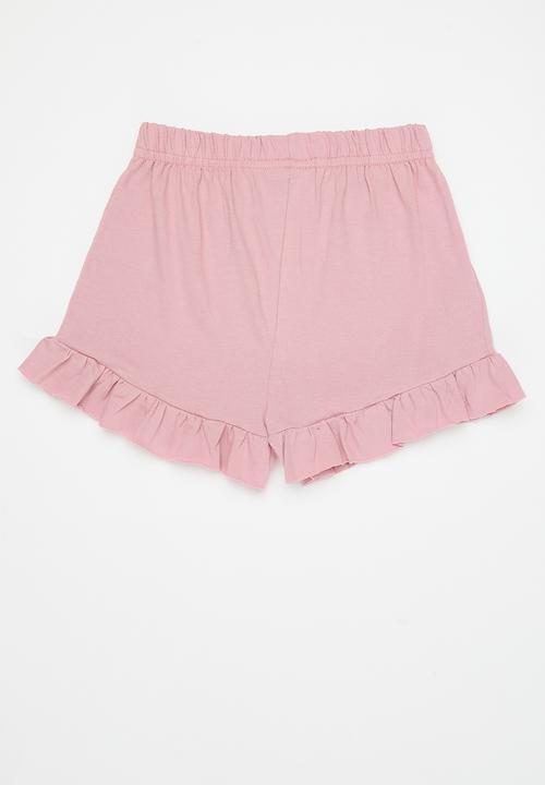 Pop Candy - 2 Pack frill short - coral & pink