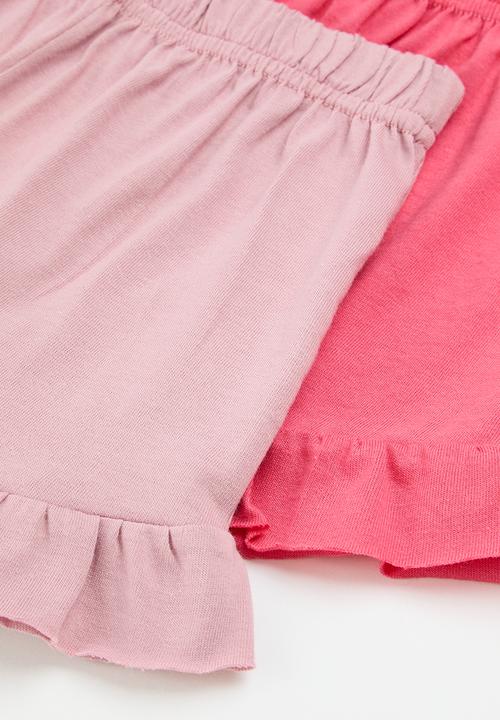 Pop Candy - 2 Pack frill short - coral & pink