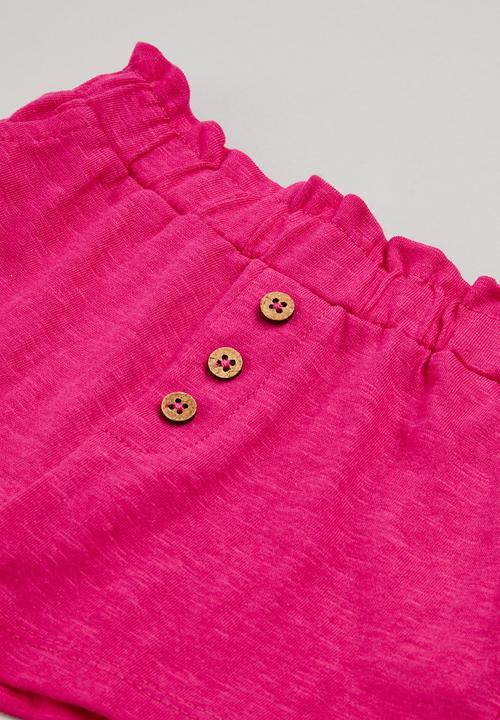 MINOTI - 2 Pack printed T-shirt & jersey short set - white & pink