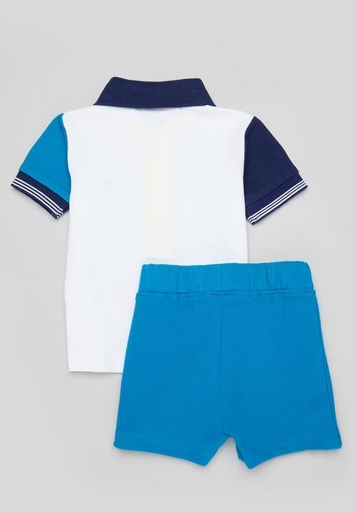 MINOTI - Pique polo and short set - white