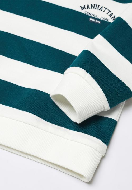 MANGO - Sweatshirt rugby - dark green & white