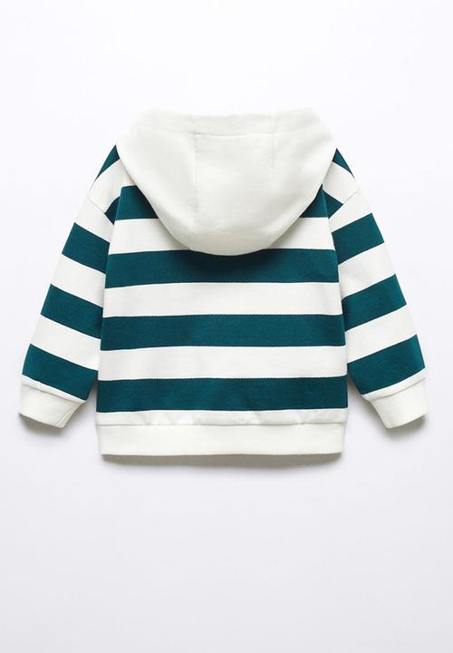 MANGO - Sweatshirt rugby - dark green & white