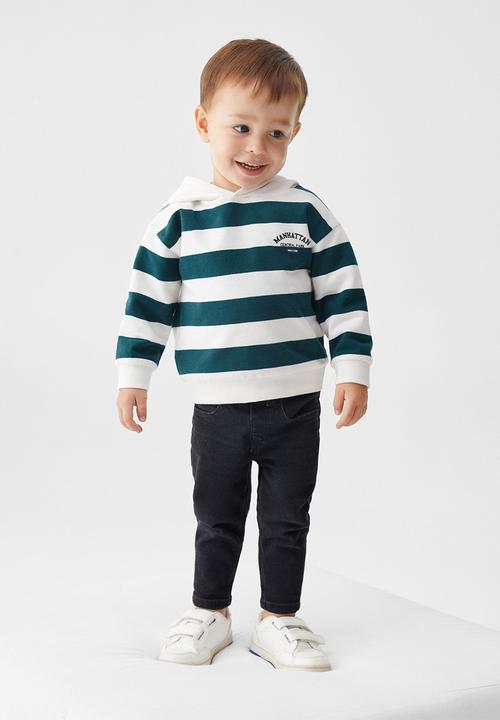 MANGO - Sweatshirt rugby - dark green & white