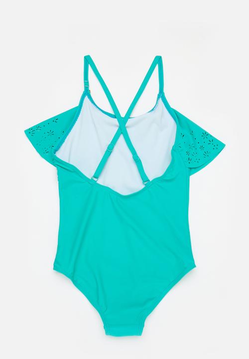 MINOTI - Laser cut swimsuit - turquoise