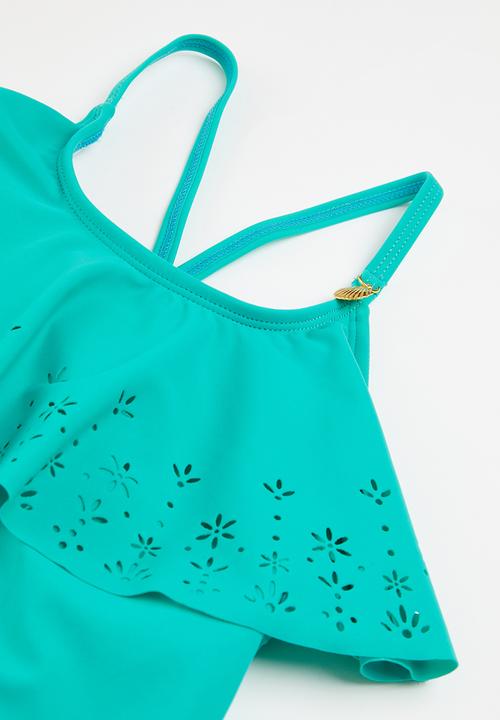 MINOTI - Laser cut swimsuit - turquoise