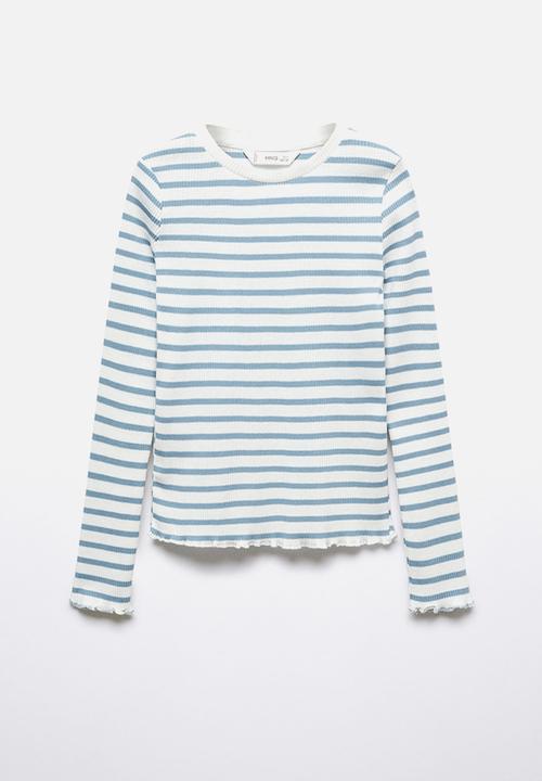 MANGO - T-shirt lines - sky blue