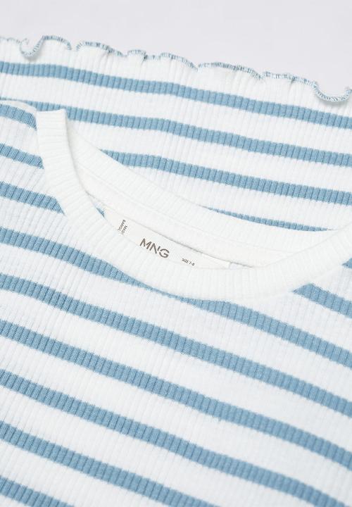 MANGO - T-shirt lines - sky blue