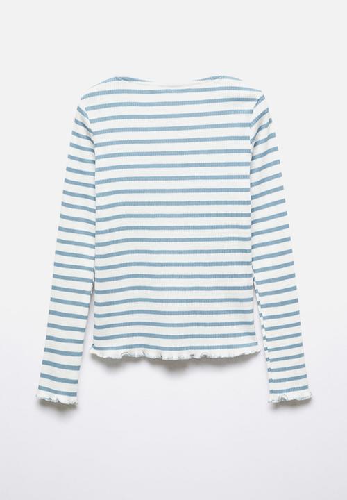 MANGO - T-shirt lines - sky blue
