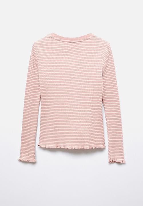 MANGO - T-shirt lines - pink