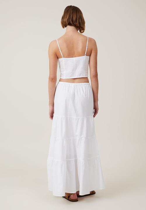 Cotton On - Talulah tiered maxi skirt - white