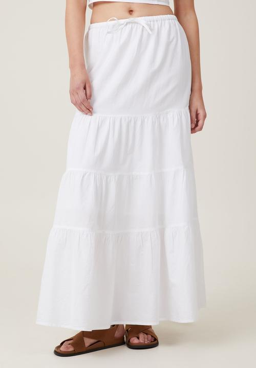 Cotton On - Talulah tiered maxi skirt - white