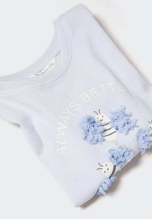 MANGO - T-shirt bees - sky blue