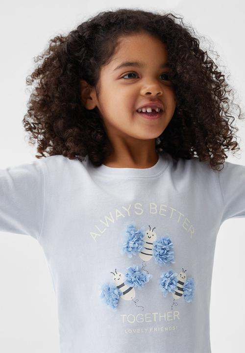 MANGO - T-shirt bees - sky blue