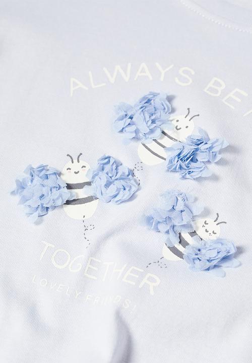 MANGO - T-shirt bees - sky blue