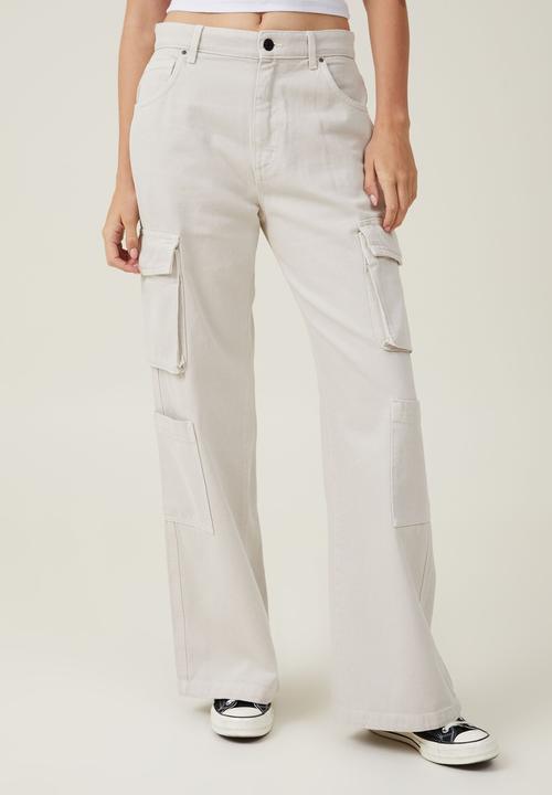 Cotton On - Cargo wide leg jean - soft taupe