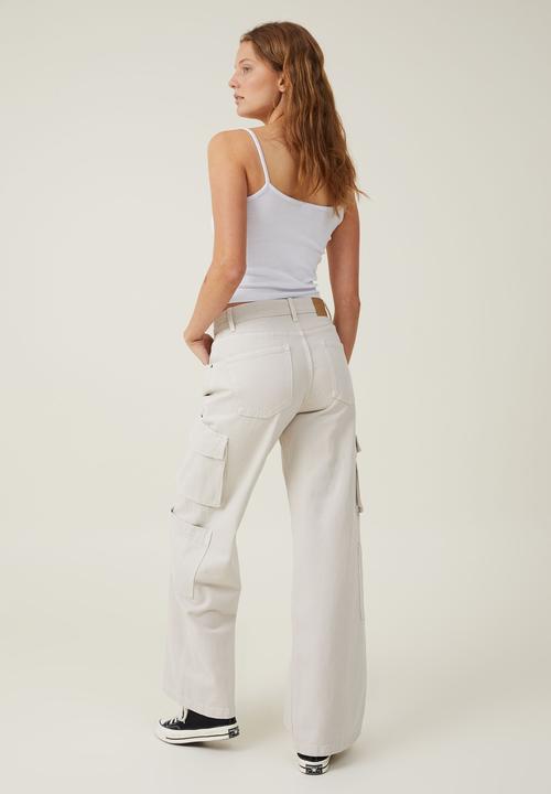 Cotton On - Cargo wide leg jean - soft taupe