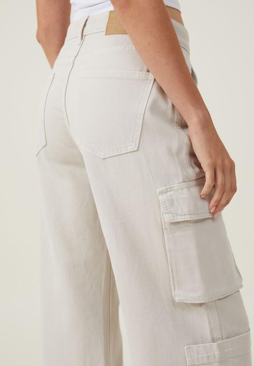 Cotton On - Cargo wide leg jean - soft taupe