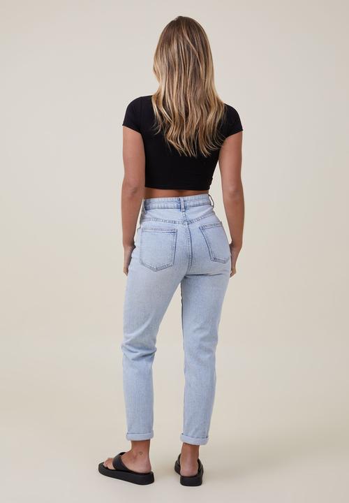 Cotton On - Stretch mom jean - palm blue