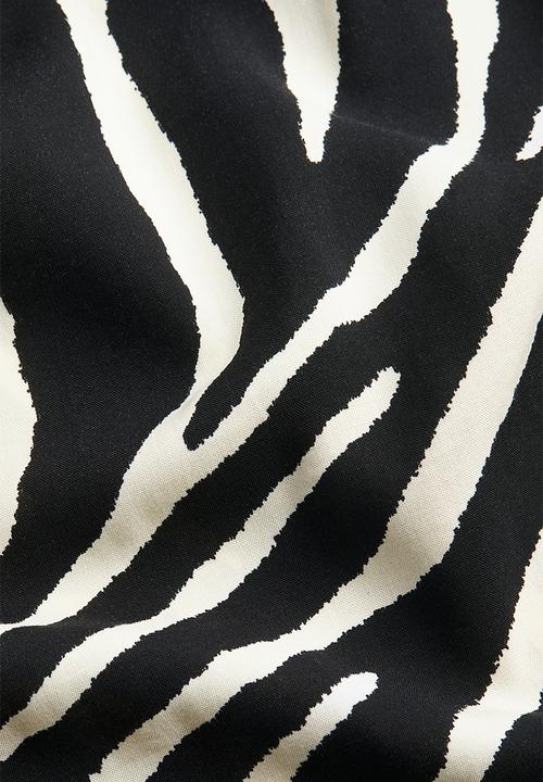 H&M - Cropped pull-on trousers - black zebra print