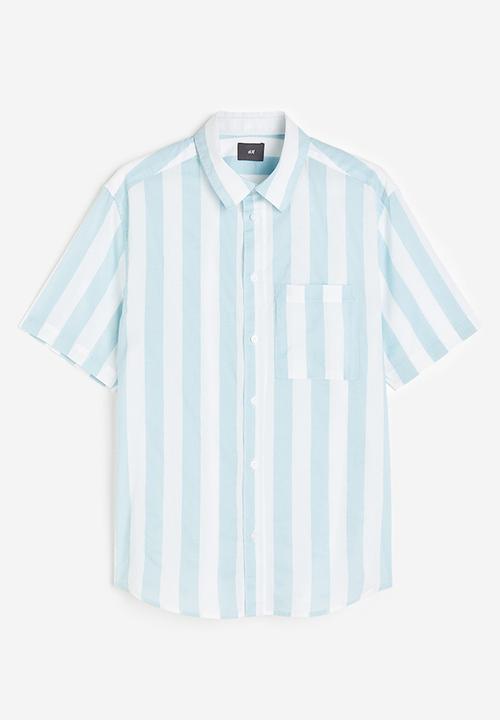 H&M - Cotton shirt regular fit - light blue striped