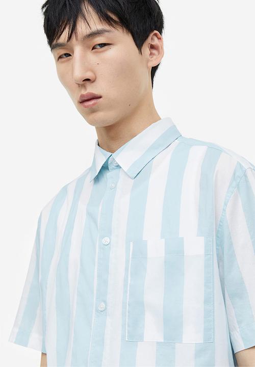 H&M - Cotton shirt regular fit - light blue striped