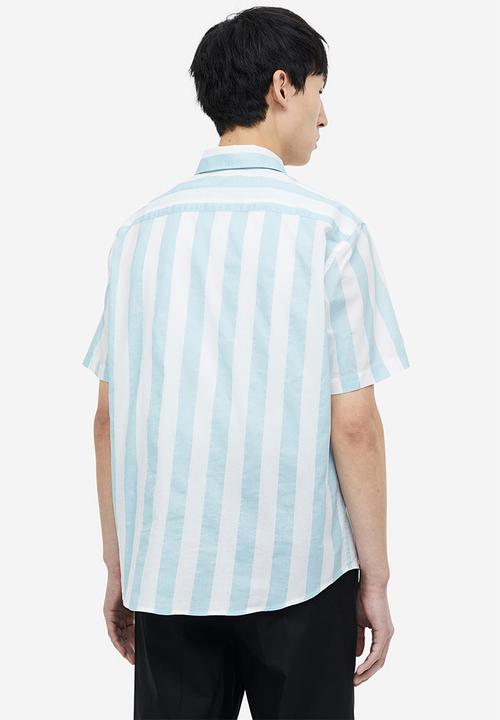 H&M - Cotton shirt regular fit - light blue striped