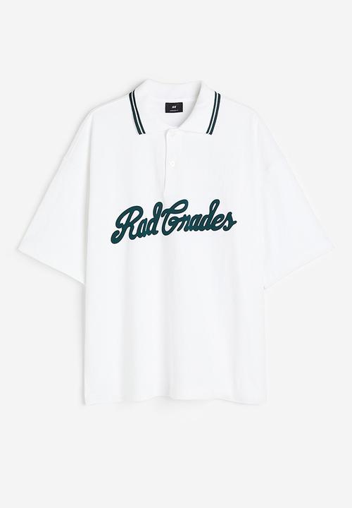 H&M - Oversized fit polo shirt - white rad grades