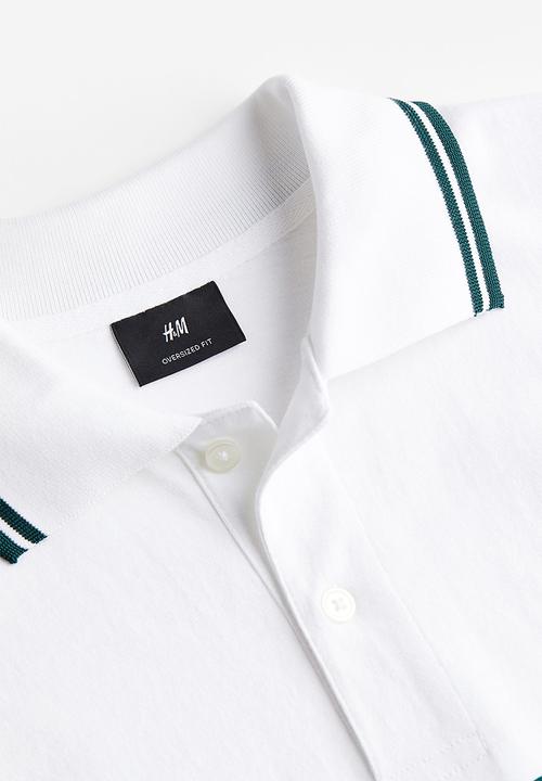 H&M - Oversized fit polo shirt - white rad grades