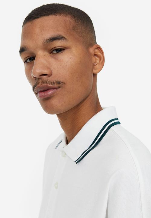 H&M - Oversized fit polo shirt - white rad grades