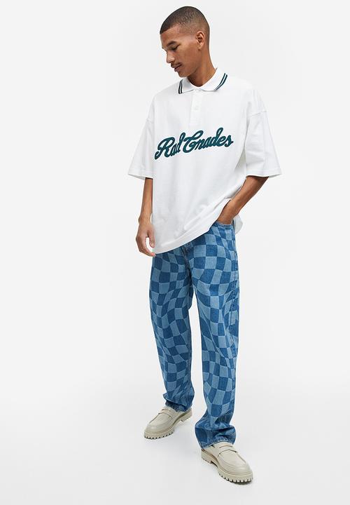 H&M - Oversized fit polo shirt - white rad grades