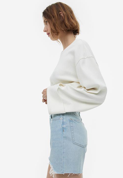 H&M - Bermuda high denim shorts - light denim blue 