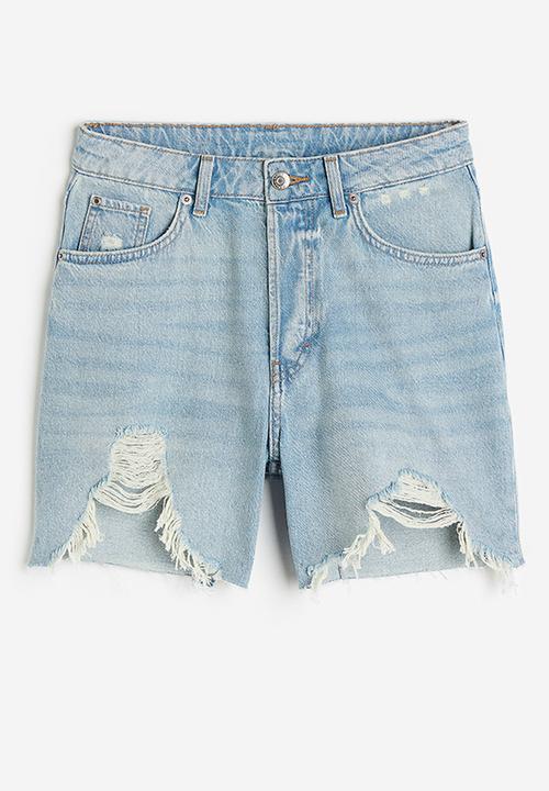 H&M - Bermuda high denim shorts - light denim blue 