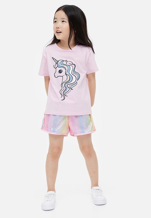 H&M - Sequined pull-on shorts - pink 