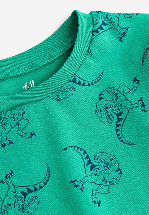H&M - Cotton T-shirt - green dinosaurs