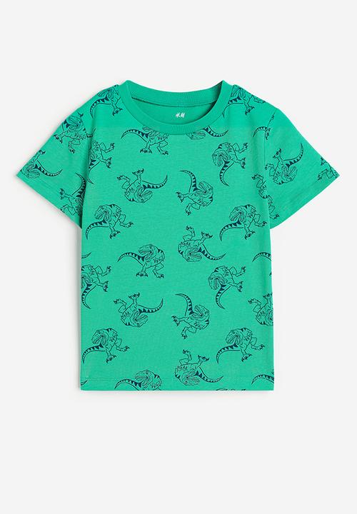 H&M - Cotton T-shirt - green dinosaurs