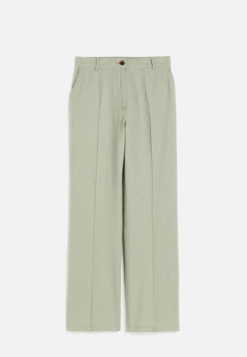 H&M - Linen-blend twill trousers - light khaki green