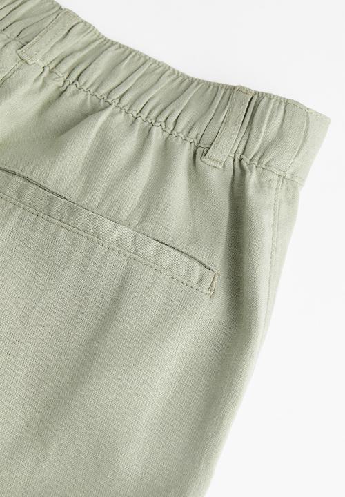 H&M - Linen-blend twill trousers - light khaki green