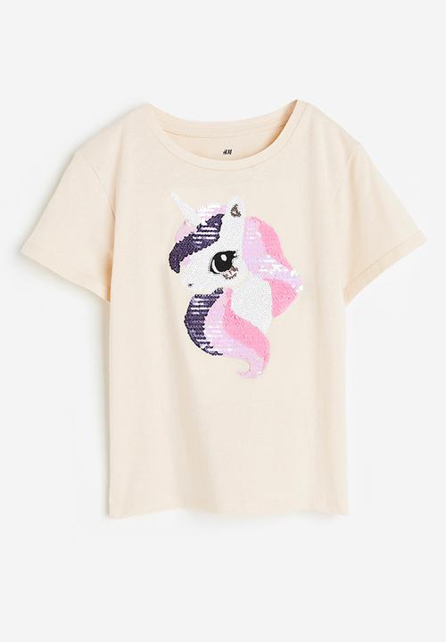 H&M - Top - light beige unicorn 